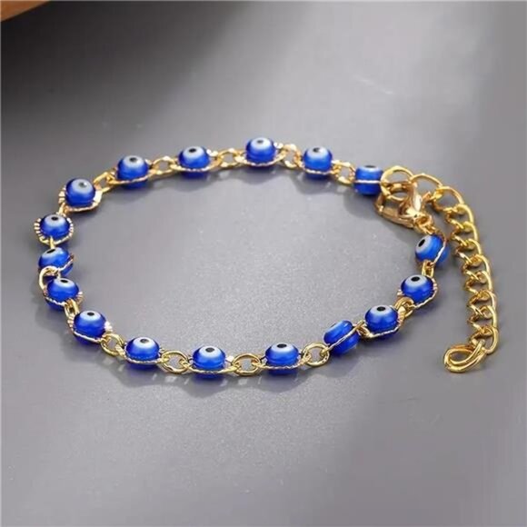 Gold Plated Evil Eye Bracelet for Women Dainty Chain Bracelet, Protection - Picture 5 of 7